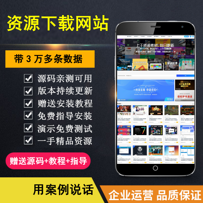 【知行亲测】整站3万个资源打包完整运营版 无需授权 资源网站-盈途副业网