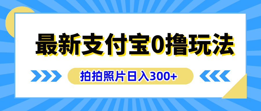 最新支付宝0撸玩法，拍照轻松赚收益，日入300+有手机就能做-盈途副业网