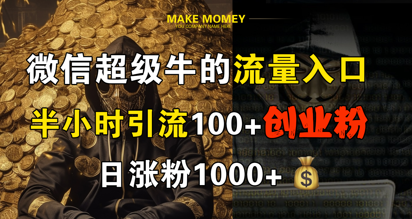 微信超级牛的流量入口，半小时引流100+创业粉，日涨粉1000+-盈途副业网