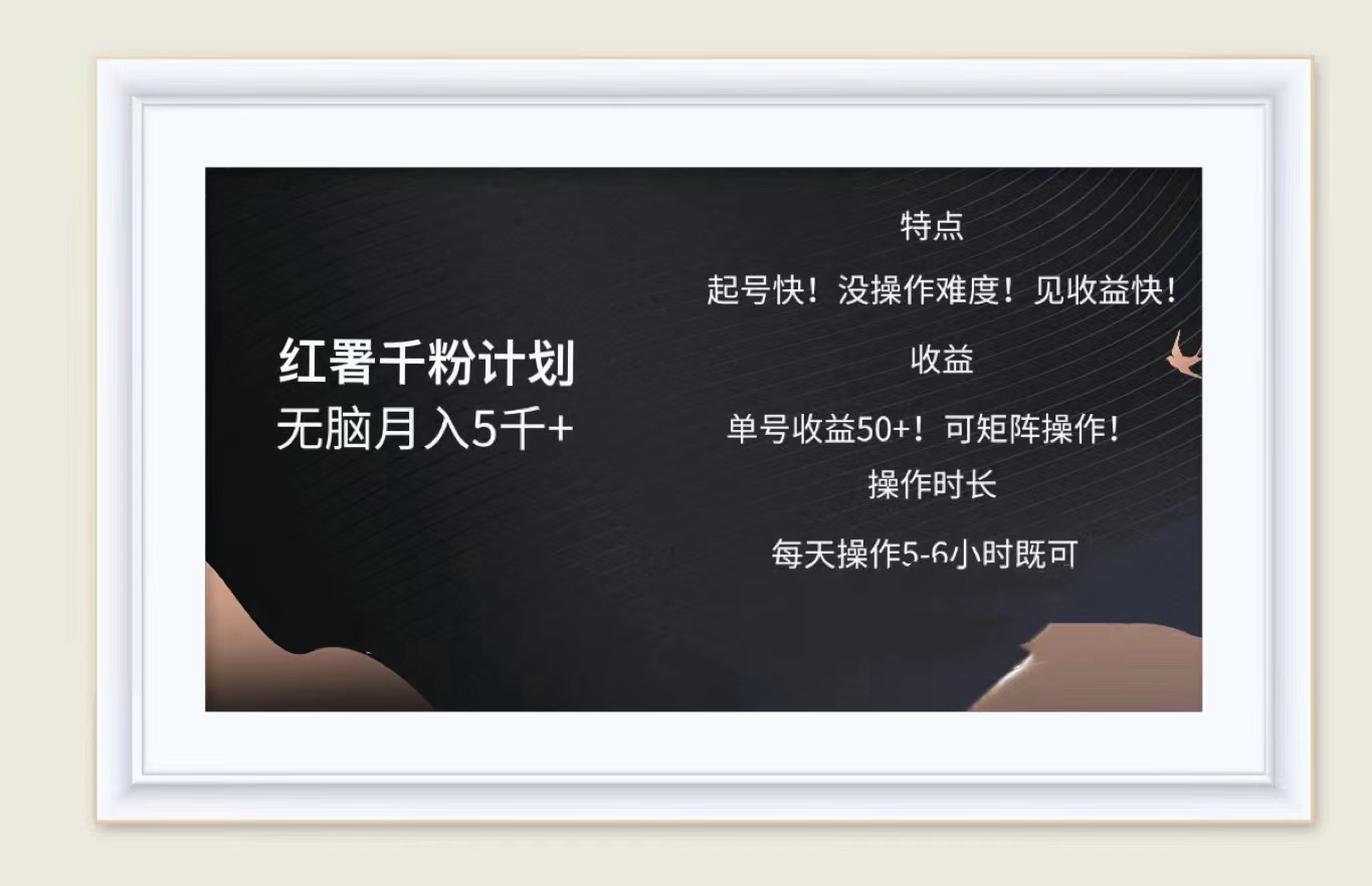 红薯千粉计划无脑月入5千➕！既做既赚！-盈途副业网