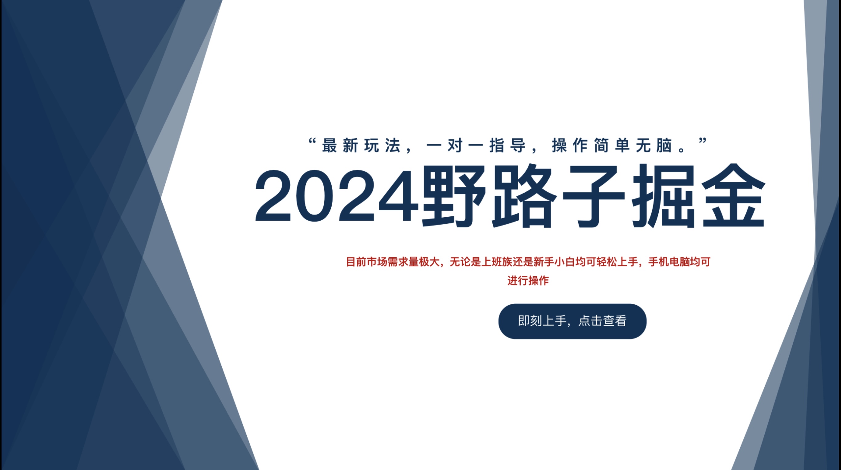 2024野路子掘金，最新玩 法， 一对一指导，操作简单无脑。-盈途副业网