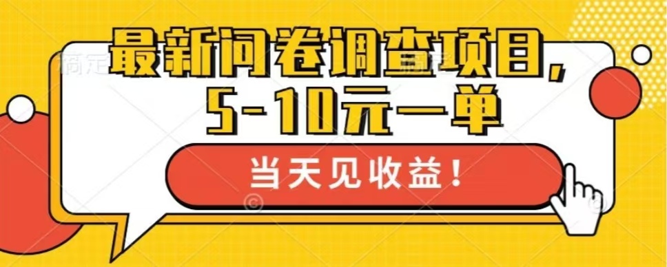 最新问卷调查项目，共12个平台，单日零撸100＋-盈途副业网