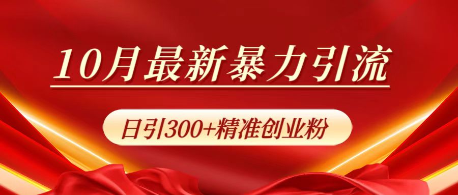 10月最新暴力引流，日引300+精准创业粉-盈途副业网