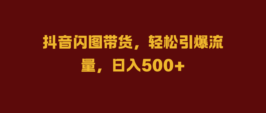 抖音闪图带货，轻松引爆流量，日入500+-盈途副业网