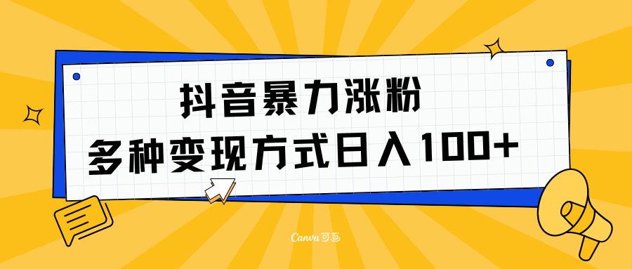 抖音暴力涨粉：多方式变现 日入100+-盈途副业网