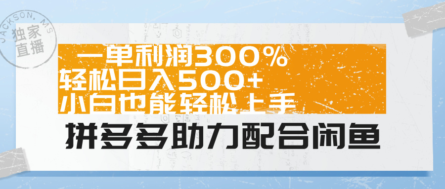 拼多多助力配合闲鱼 一单利润300% 轻松日入500+ 小白也能轻松上手！-盈途副业网