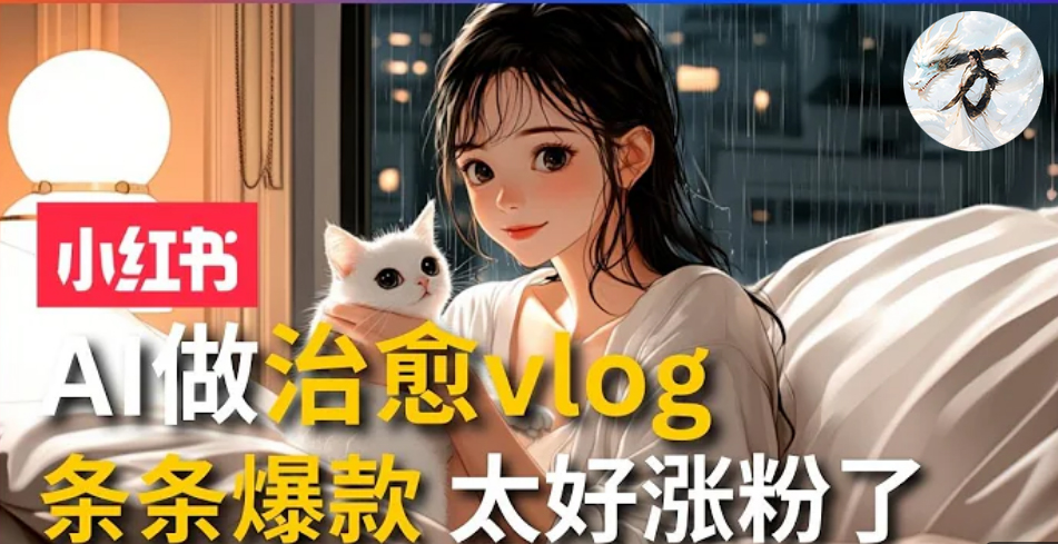 AI治愈系vlog动画视频，小红书7天 涨粉破千，商单报价1500+，0成本制作，日入2000+，有手就会 -盈途副业网
