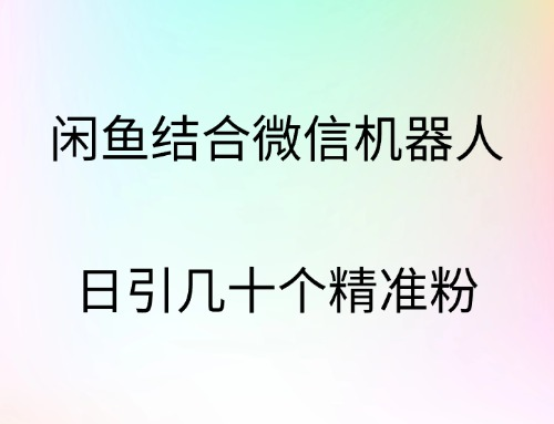 闲鱼结合微信机器人，日引几十个精准粉-盈途副业网
