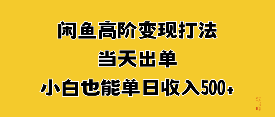 闲鱼高阶变现打法，当天出单，小白也能单日收入500+-盈途副业网