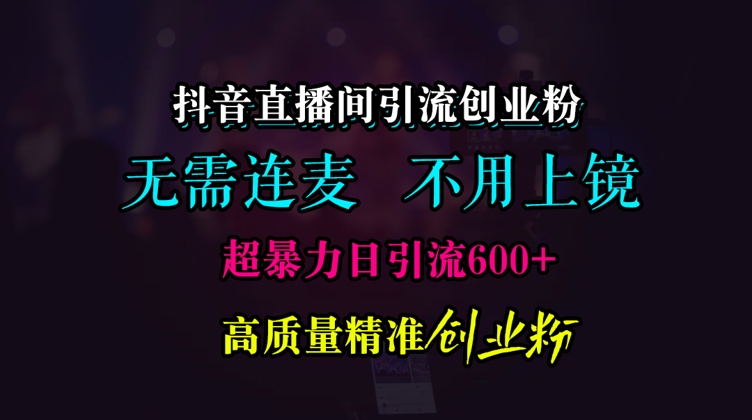 抖音直播间引流创业粉，无需连麦、无需上镜，超暴力日引流600+高质量精准创业粉-盈途副业网