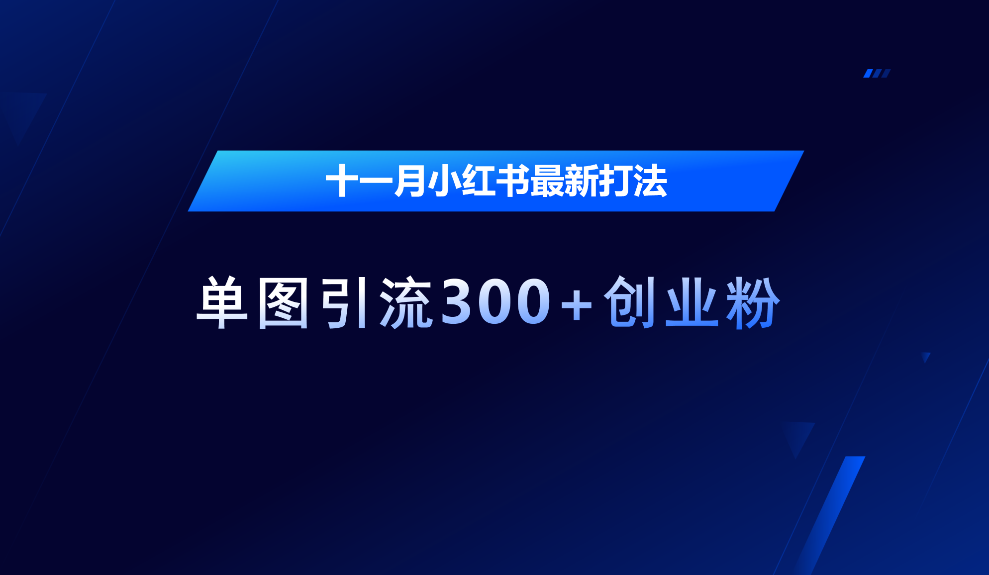十一月，小红书最新打法，单图引流300+创业粉-盈途副业网
