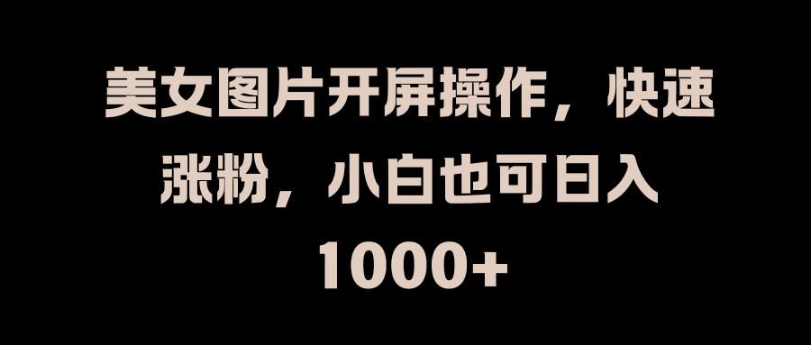 美女图片开屏操作，快速涨粉，小白也可日入1000+-盈途副业网