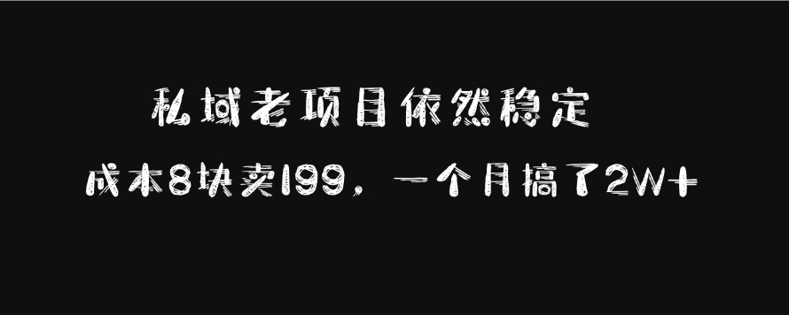 私域老项目依然稳定，成本8块卖199，一个月搞了2W+-盈途副业网