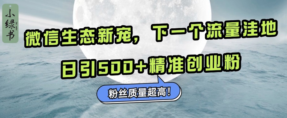 微信生态新宠小绿书：下一个流量洼地，粉丝质量超高，日引500+精准创业粉，-盈途副业网