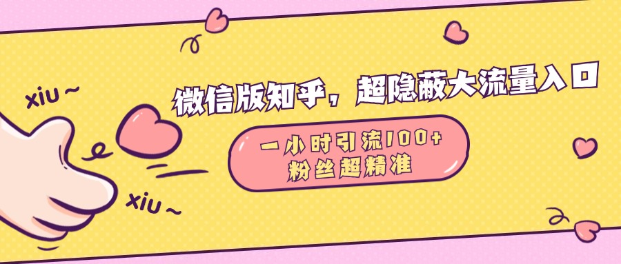微信版知乎，超隐蔽流量入口，一小时引流100人，粉丝质量超高-盈途副业网