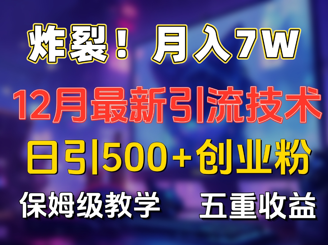 炸裂！月入7W+揭秘12月最新日引流500+精准创业粉，多重收益保姆级教学-盈途副业网