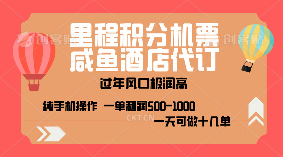 出行高峰来袭，里程积分/酒店代订，高爆发期，一单300+—2000+，月入过万不是梦！-盈途副业网