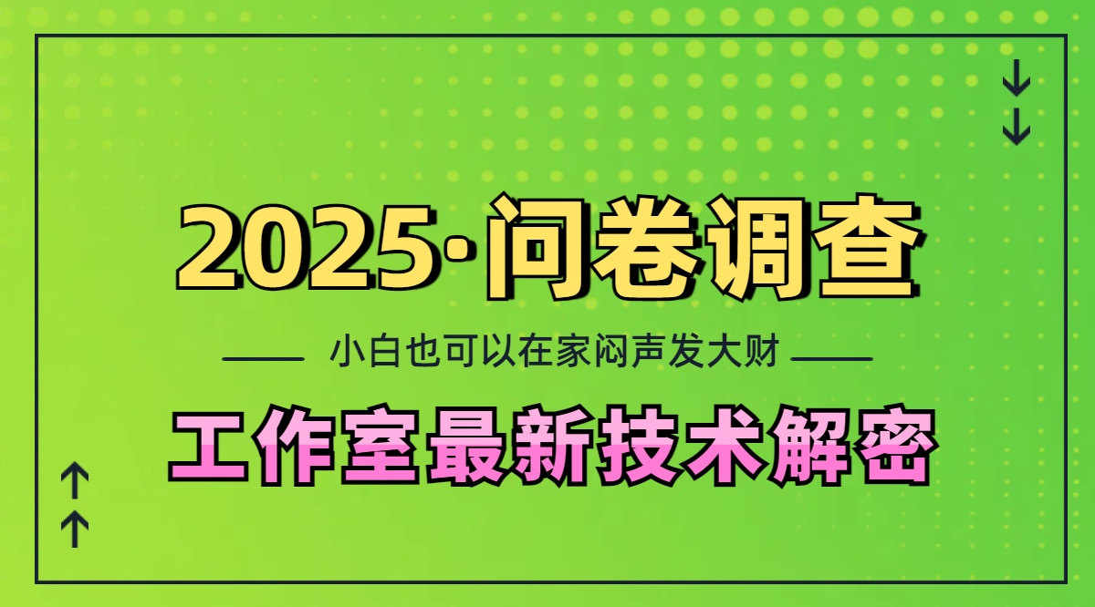 2025《问卷调查》最新工作室技术解密：一个人在家也可以闷声发大财，小白一天200+，可矩阵放大-盈途副业网