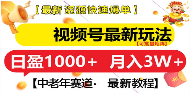 视频号独家玩法，老年养生赛道，无脑搬运爆款视频，日入1000+-盈途副业网