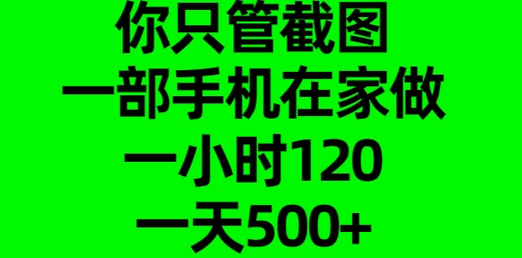 你只管截图，一部手机在家做，一小时120，一天500+-盈途副业网