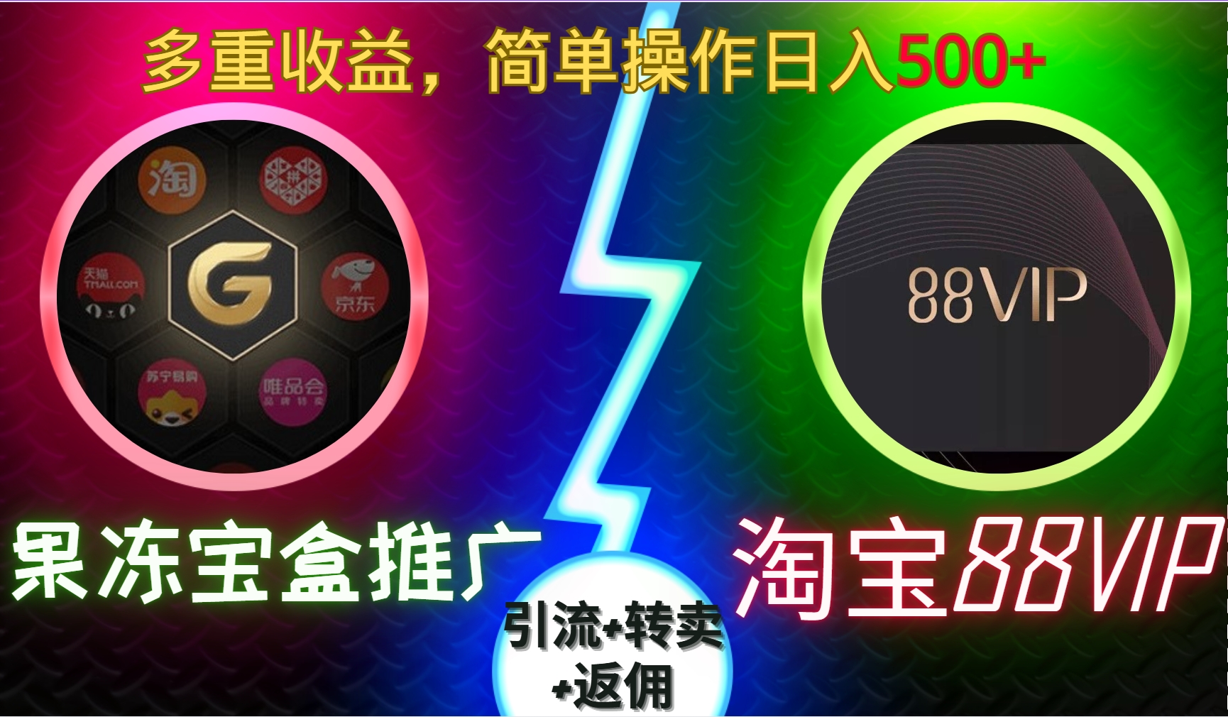 果冻宝盒推广88VIP，引流+转卖+返佣，多重收益，简单操作日入500+-盈途副业网