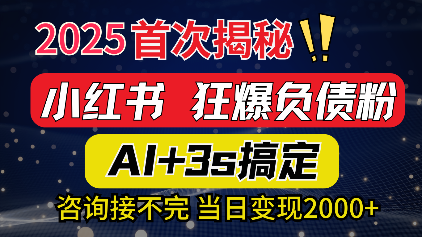 2025引流天花板：最新小红书狂暴负债粉思路，咨询接不断，当日入2000+-盈途副业网