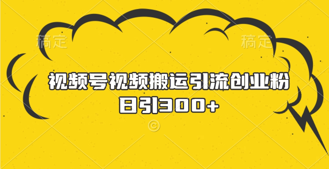 视频号视频搬运引流创业粉，日引300+-盈途副业网