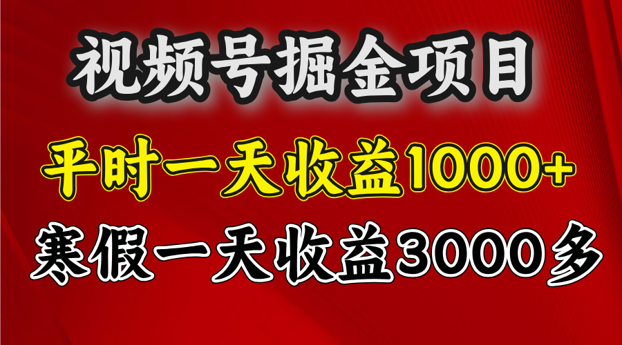 视频号掘金项目，寒假一天收益3000多-盈途副业网
