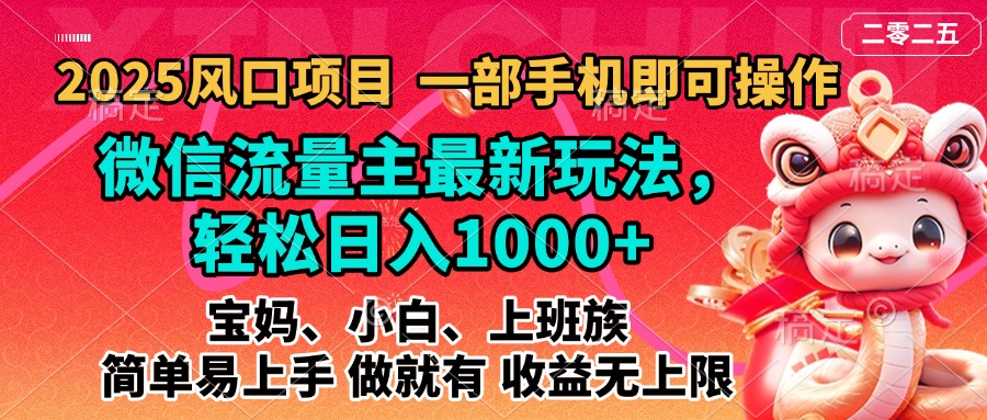 2025蓝海风口项目，微信流量主最新玩法，轻松日入1000+，简单易上手，做就有 收益无上限-盈途副业网