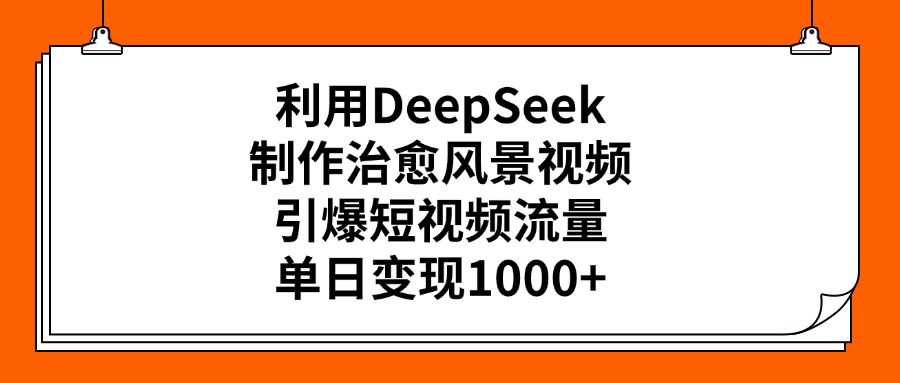 利用DeepSeek制作治愈风景视频，引爆短视频流量，单日变现1000+-盈途副业网