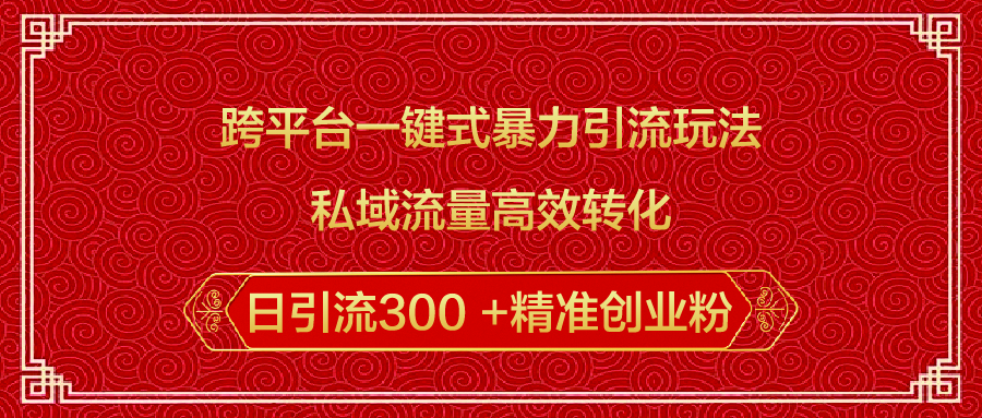 跨平台一键式暴力引流玩法，私域流量高效转化日引流300 +精准创业粉-盈途副业网