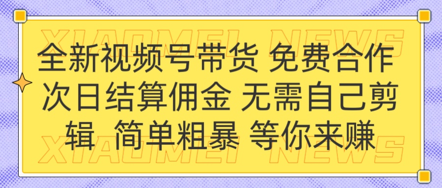 全新视频号 免费合作 佣金次日结算 无需自己剪辑-盈途副业网
