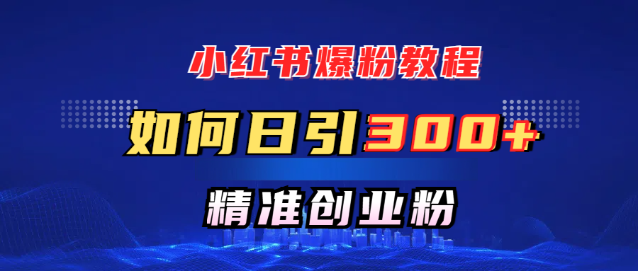 小红书爆粉教程，如何日引300+创业粉，快速实现精准变现！-盈途副业网