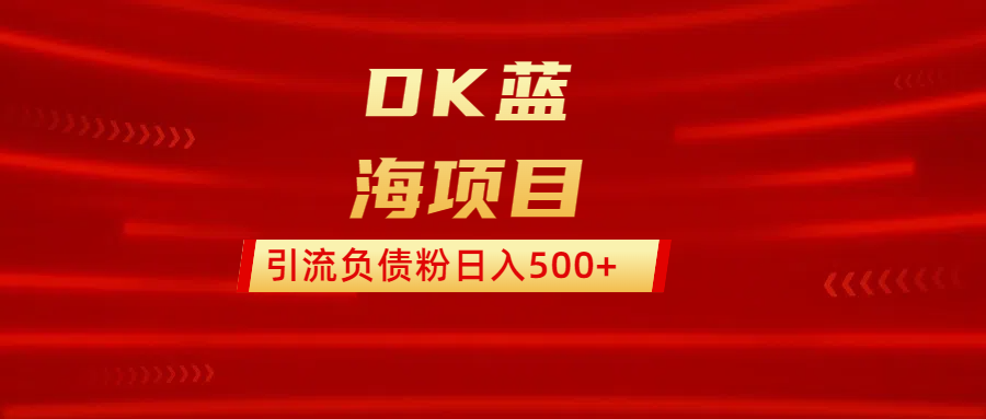 DK蓝海项目  通过，抖音，快手，小红书，引流负债粉日入500+-盈途副业网