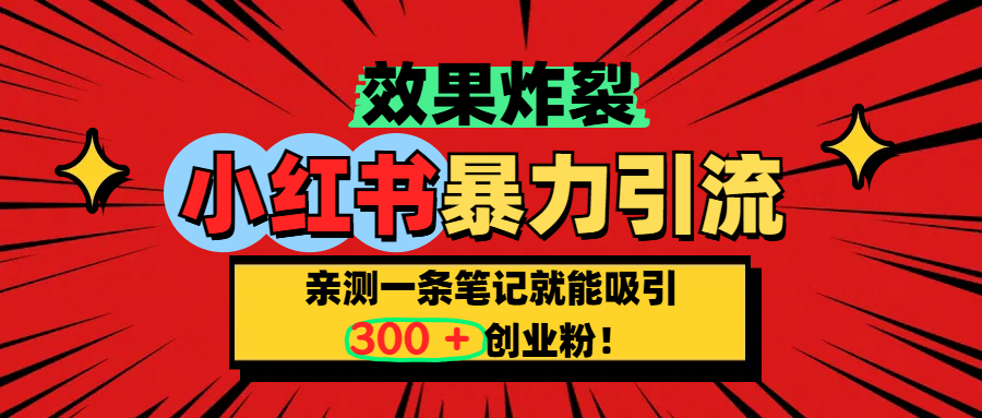 小红书炸裂玩法，亲测一条笔记就能吸引300+精准创业粉！-盈途副业网