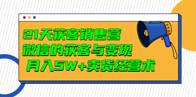 【副业项目3530期】微信营销的方法和技巧：21天获客销售营，带你破解微信的获客与变现-盈途副业网