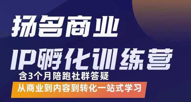 【副业项目3580期】商业IP孵化训练营：从商业到内容到转化一站式学 ，教你怎样打造商业ip-盈途副业网