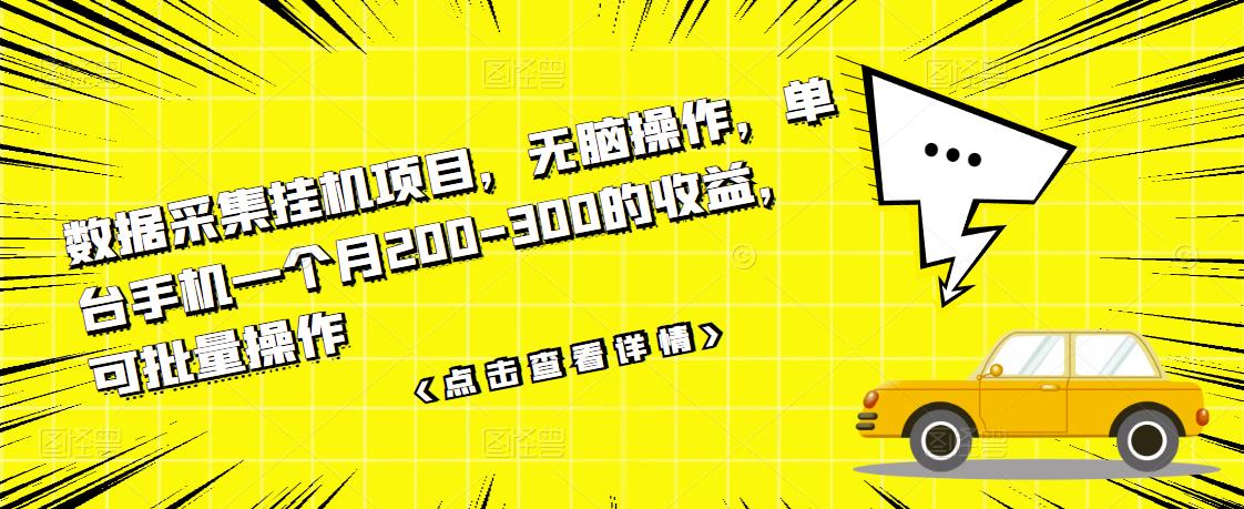 【副业项目3611期】数据采集挂机项目（手机上挣钱的副业）-盈途副业网