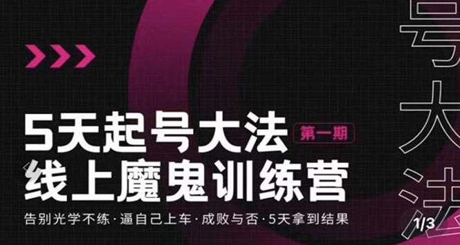 【副业项目3626期】五天起号魔鬼训练营，告别光学不练，逼自己上车，成败与否，5天拿到结果-盈途副业网