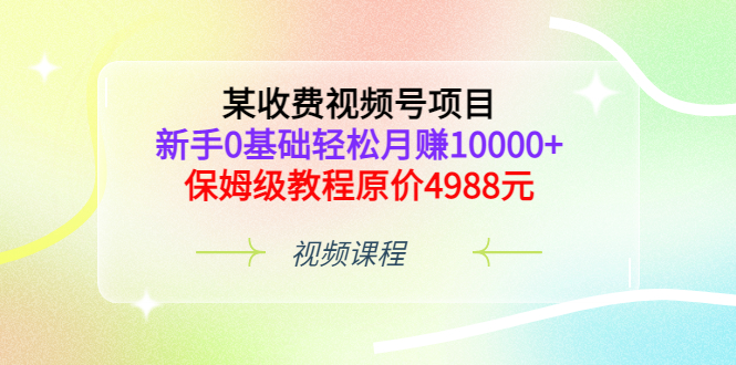 【副业项目3671期】某收费视频号项目，新手0基础轻松月收入过万的副业-盈途副业网