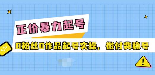 【副业项目3828期】抖音暴力起号实操课：抖音0粉丝0作品起号实操，0粉丝0作品直播-盈途副业网