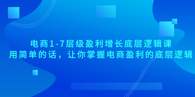 【副业项目3849期】电商1-7层级盈利增长底层逻辑课：用简单的话，让你掌握电商盈利的底层逻辑-盈途副业网