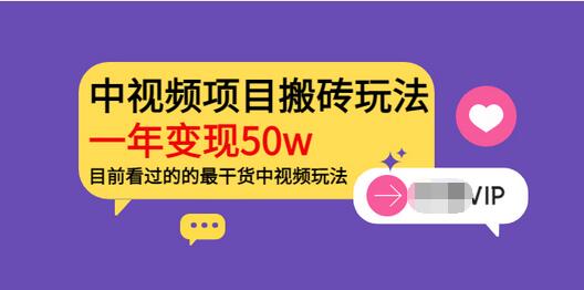 【副业项目3965期】《老吴·中视频项目搬砖玩法，一年变现50w》目前看过的的最干货中视频玩法-盈途副业网
