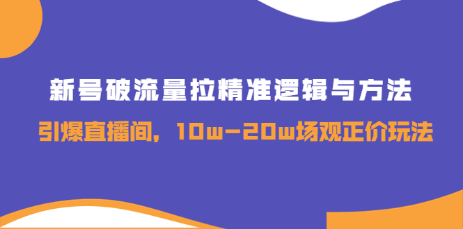 【副业项目4076期】新号破流量拉精准逻辑与方法，怎样引爆直播间，10w-20w场观正价玩法-盈途副业网