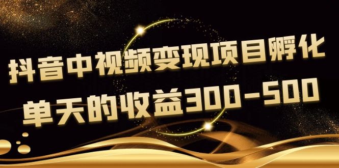 【副业项目4157期】黄岛主《抖音中视频变现项目孵化》单天的收益300-500 操作简单粗暴-盈途副业网