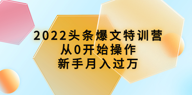 【副业项目4304期】2022头条爆文特训营：从0开始操作，新手月入过万（16节课时）-盈途副业网