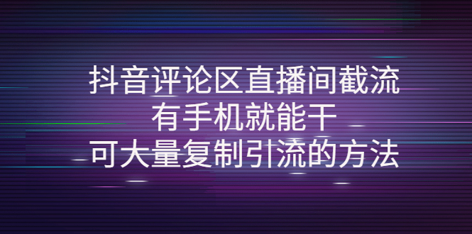 【副业项目4380期】抖音评论区直播间截流，有手机就能干，可大量复制引流的方法-盈途副业网