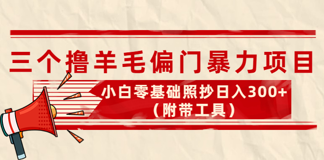【副业项目4412期】外面卖998的三个撸羊毛偏门暴力项目，小白零基础照抄日入300+（附带工具）-盈途副业网