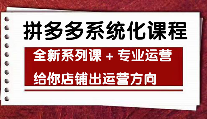 【副业项目4542期】车神陪跑，拼多多系统化课程，全新系列课+专业运营给你店铺出运营方向-盈途副业网