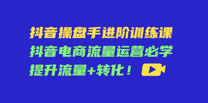 【副业项目4600期】抖音操盘手进阶训练课：抖音电商流量运营必学，提升流量+转化-盈途副业网